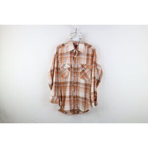 Vintage 70s Levis Mens Small Distressed Western Cowboy Flannel Button Shirt USA
